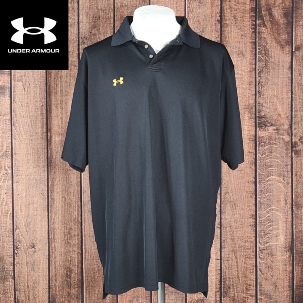 Vtg Black and Gold Stretch Men's XXL 3 Button Polo Shirt Excellent Condition